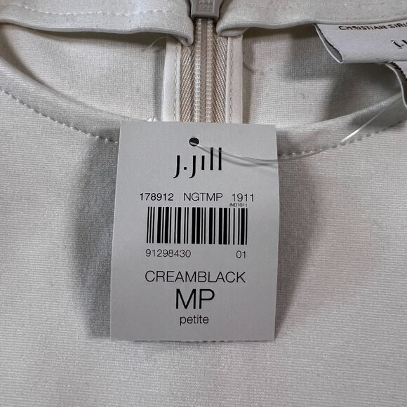 Christian Siriano for J. Jill Dress Women's Medium Petite White Black Embroidery - Picture 2 of 5